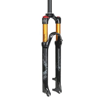 Jejy Air Forks 27.5 Inch 29 Inch MTB Travel 120 Mm, Magnesium Alloy Ultralight Front Fork Manual Lockout Straight Tube Black (Color : Black and Gray Label, Size : 29)