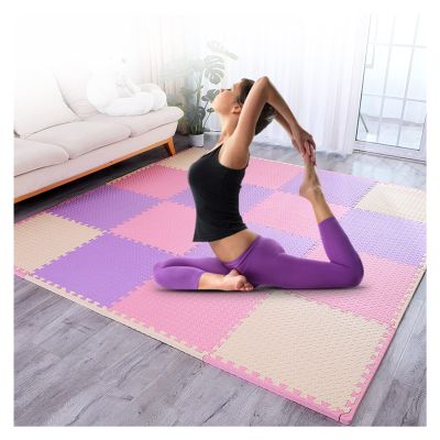 AYLYHD Puzzle Exercise Floor Mat, EVA Interlocking Foam Tiles Exercise Equipment Mat Workout Mats Flooring for Home Gym Yoga Floor Mats (Color : A, Size : 60x60x2.5cm-12pcs)