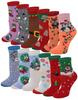 Ayla 12 Pairs Pack Kids Girls Colorful Creative Fun Novelty Design Crew Socks (6-8, Christmas) view 1