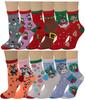 Ayla 12 Pairs Pack Kids Girls Colorful Creative Fun Novelty Design Crew Socks (6-8, Christmas) view 4