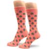 Spotlight Hosiery Men's Soft Cotton Polka Dots Dress Socks, Peach/Gray, Size 10-13, 1PR view 1