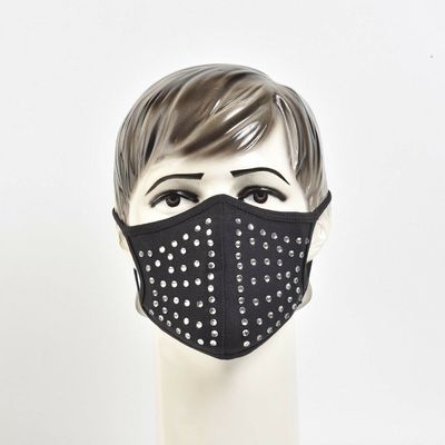 3 PC Black Rhinestone Crystal Glitter Sparkle Bling Reusable Face Mask Protector