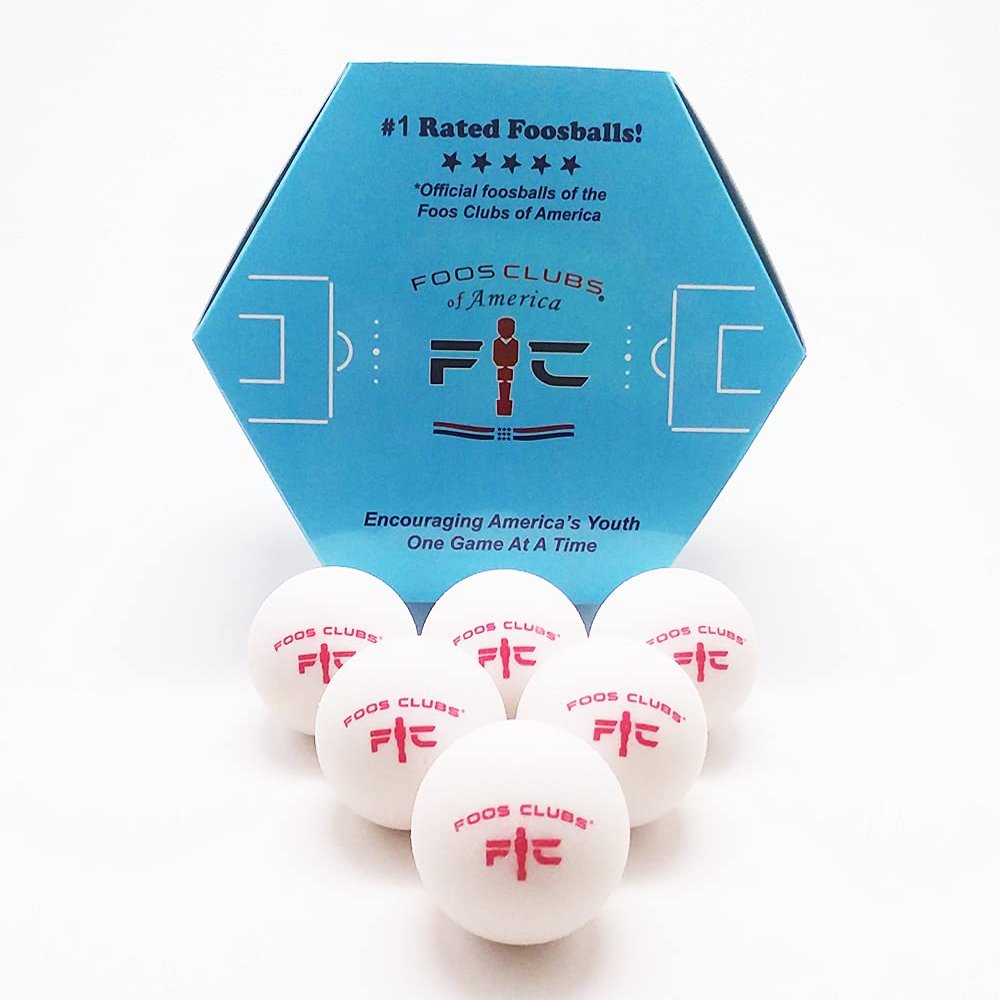 Foos Clubs Foosballs - Professional Tournament Quality Balls - for Home, Schools, Rec Centers. Set of 6 Urethane Foosball Balls (White)