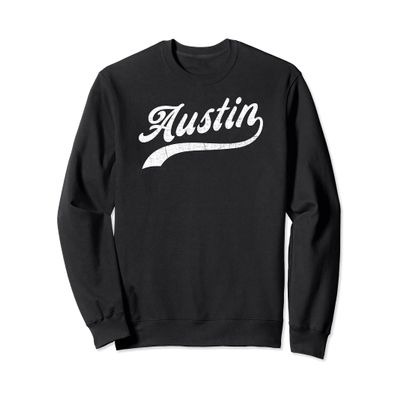 AUSTIN TX Classic Baseball Style Script Design With Details Sweatshirt