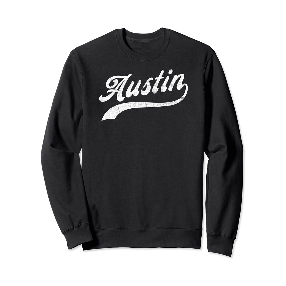 AUSTIN TX Classic Baseball Style Script Design With Details Sweatshirt