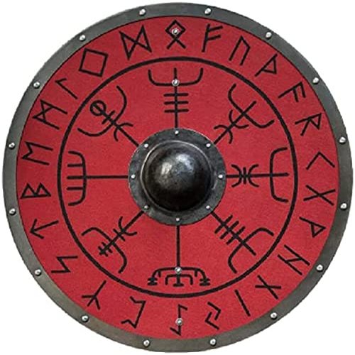 Tecmetooze Viking Shield Wooden Norse Viking Shield 24" Size Battle Ready Historical Shield ooden, Round, Shield, LARP, Reproduction, Cosplay, Shield,
