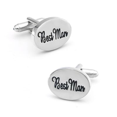 iGame Wedding Cuff Links Silver Color Quality Brass Material Groomsman Design Cufflinks with Gift Box (Best Man)