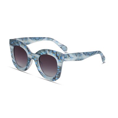 Freckles Mark Thick Fashion Butterfly Sunglasses for Women Trendy Round Cat Eye Sun Glasses (Unique Blue Pattern, 45)