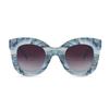 Freckles Mark Thick Fashion Butterfly Sunglasses for Women Trendy Round Cat Eye Sun Glasses (Unique Blue Pattern, 45) view 2
