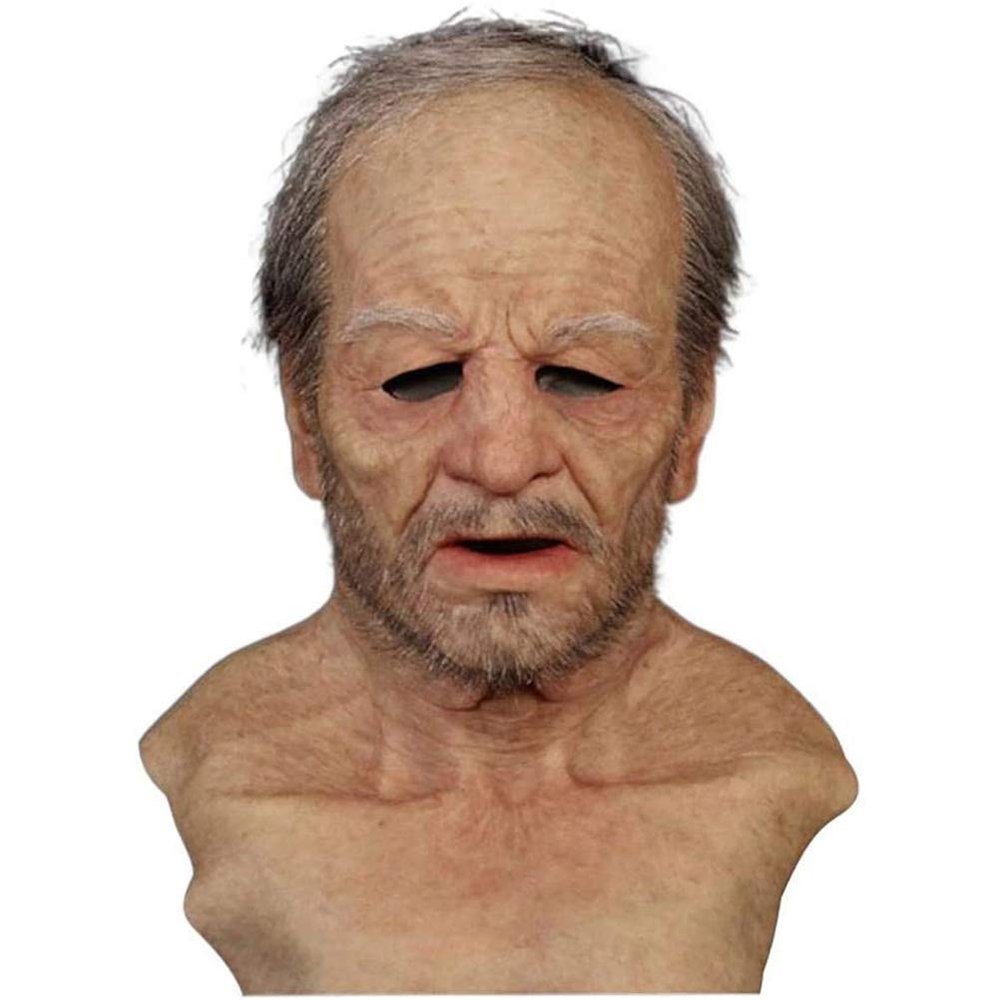 Dan&Dre Halloween Latex Old Man Face Cover Halloween Fancy Dress Head for Masquerade Realistic Headgear, One Size