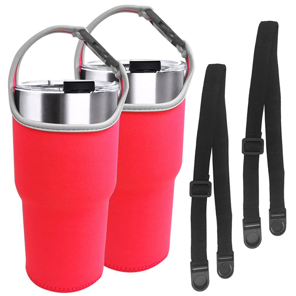 2 Pack 30oz Tumbler Carrier Holder,DanziX Neoprene Sleeve Replacement with Carrying Handle-Red