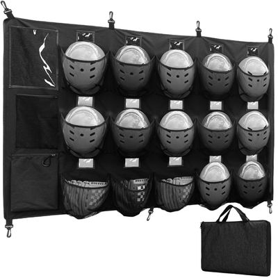 VISEMAN 15-Pocket Baseball Dugout Organizer - Hanging Equipment Rack for Helmets & Gloves - Includes 7 Fence Hooks & Carry Bag - Softball Team Gear