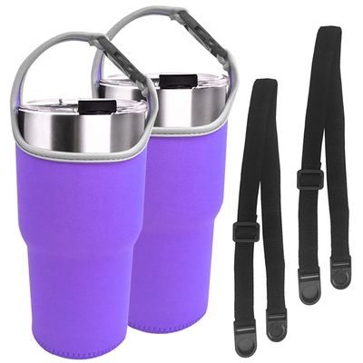 2 Pack 30oz Tumbler Carrier Holder,DanziX Neoprene Sleeve Replacement with Carrying Handle-Purple