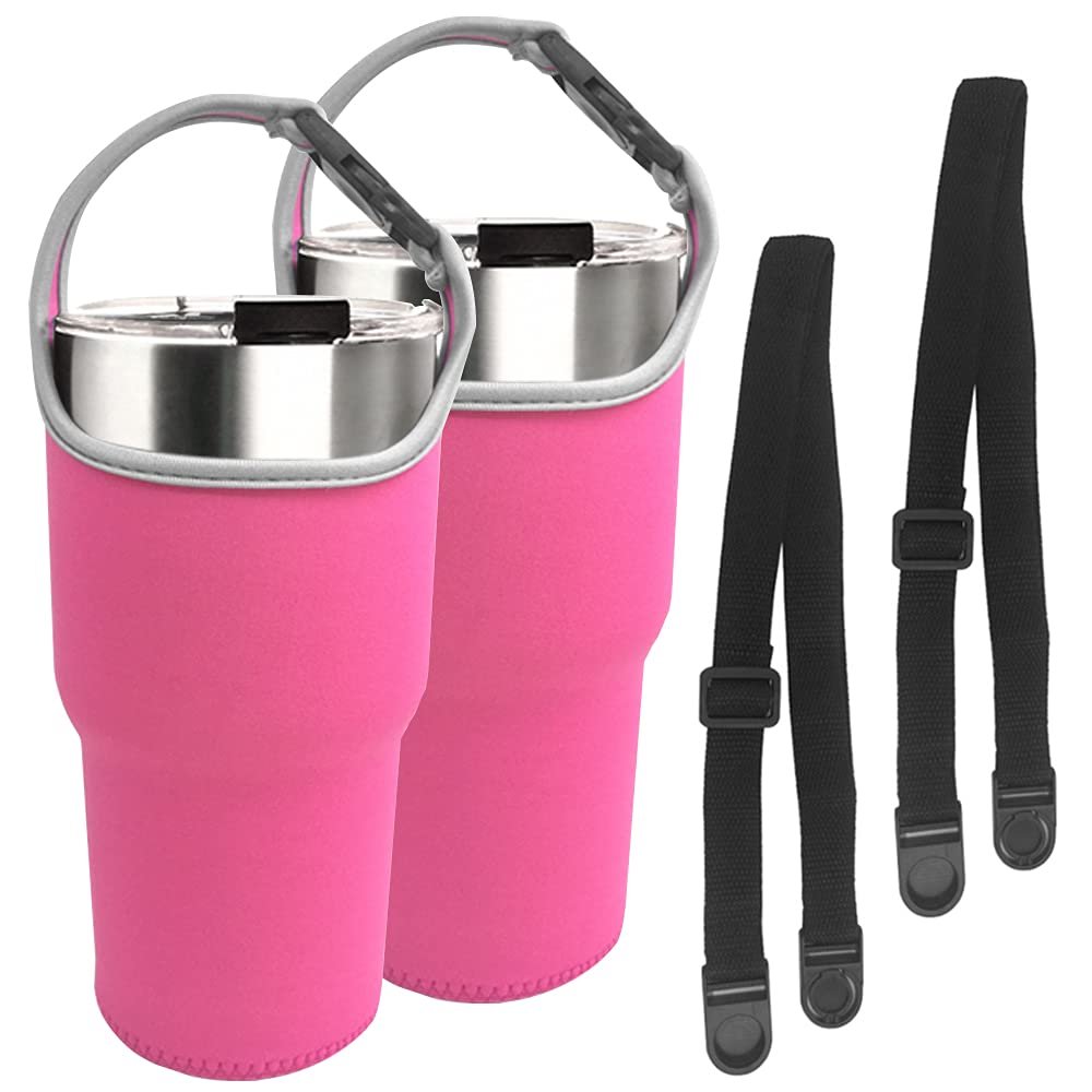 2 Pack 30oz Tumbler Carrier Holder,DanziX Neoprene Sleeve Replacement with Carrying Handle-Pink