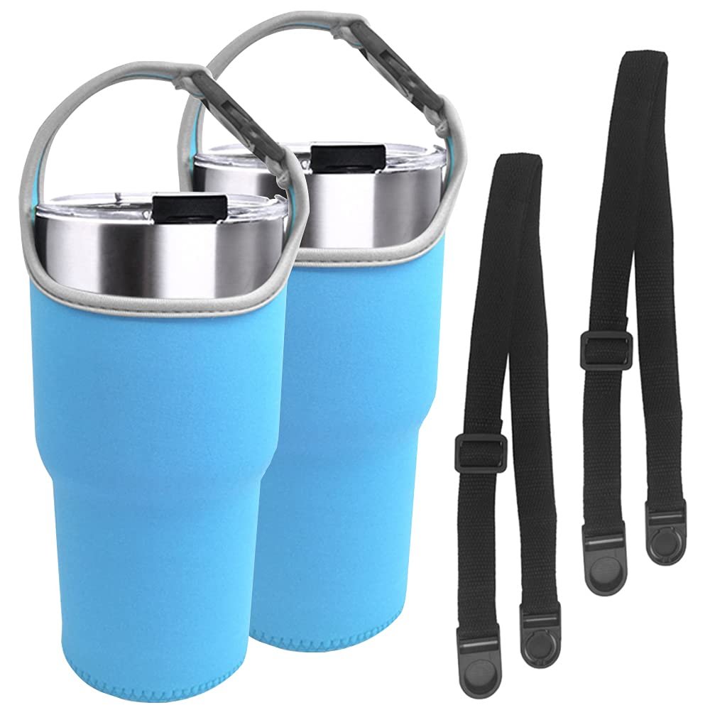 2 Pack 30oz Tumbler Carrier Holder,DanziX Neoprene Sleeve Replacement with Carrying Handle-Blue