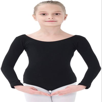 danswan Long Sleeve Leotards for Girls Toddler Kids Dance Ballet Gymnastic Bodysuit Outfit Leotard (4-5T, Black)