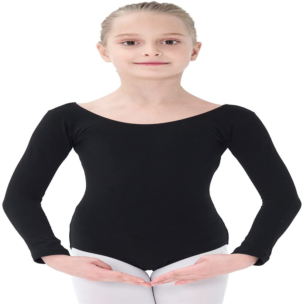 danswan Long Sleeve Leotards for Girls Toddler Kids Dance Ballet Gymnastic Bodysuit Outfit Leotard (4-5T, Black)