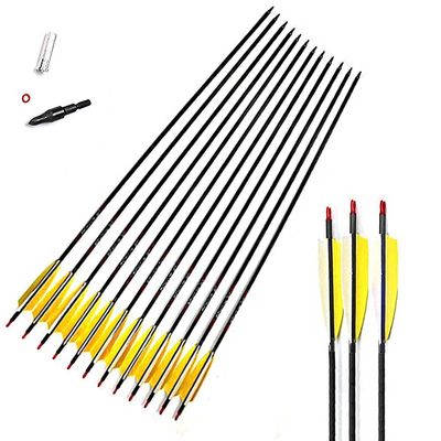 Spine 300 Arrow for 50 Lb Recurve Bow 32 Inch Arrow Target Practice Arrow Hunting Arrow Carbon Arrows Adult Youth Archery Indoor Outdoor Shooting Field Tip 12pc