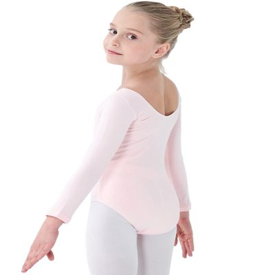 danswan Long Sleeve Leotards for Girls Toddler Kids Dance Ballet Gymnastic Bodysuit Outfit Leotard (6-7 Years, Ballet Pink)