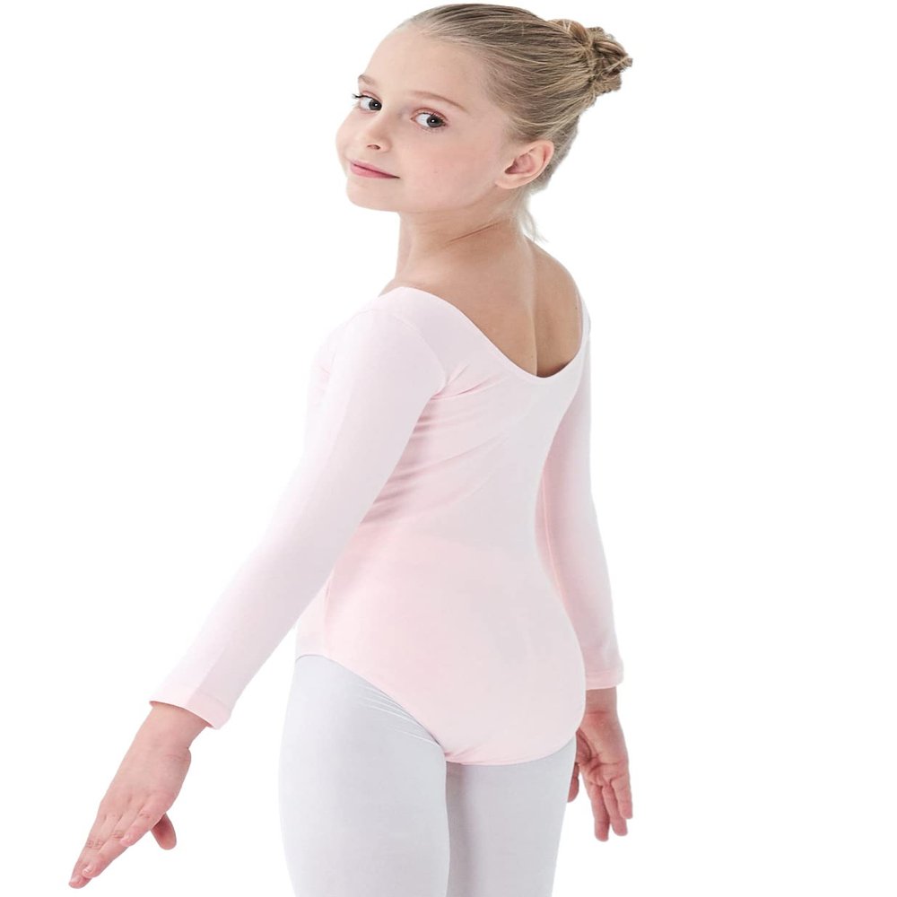 danswan Long Sleeve Leotards for Girls Toddler Kids Dance Ballet Gymnastic Bodysuit Outfit Leotard (6-7 Years, Ballet Pink)