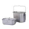 Boundless Voyage Titanium Camping Cookware Set 1500ml & 600ml Military Mess Kit with Lid Ultralight Backpacking Pot & Cup with Folding Handles for Hiking, Travel Portable Outdoor Cooking Kit Ti2059C view 1
