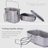 Boundless Voyage Titanium Camping Cookware Set 1500ml & 600ml Military Mess Kit with Lid Ultralight Backpacking Pot & Cup with Folding Handles for Hiking, Travel Portable Outdoor Cooking Kit Ti2059C view 4