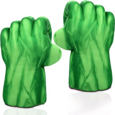 PROVAINT Superhero Gloves for Kids - Soft Plush Boxing Mitts with Secure Grip for Role Play, Halloween Dress Up, Birthday Gifts - Green Hero Costume Accessories for Children and Adults Green
