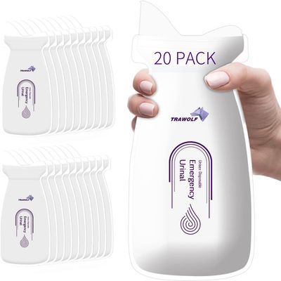 20 Pack Disposable Urinal Bags, 700 ML Portable Camping Pee Bags for Emergency, Travel, Camping, Driving, Traffic Jam, Hiking, Travel Urinal Toilet for Men Women Kids Children Patient