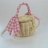 XYHMH Wicker Woven Ladies Bag with Silk Scarf Woven Mini Basket Bag Beach Party (Color : Pink) view 1