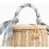 XYHMH Wicker Woven Ladies Bag with Silk Scarf Woven Mini Basket Bag Beach Party (Color : Pink) view 2