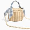 XYHMH Wicker Woven Ladies Bag with Silk Scarf Woven Mini Basket Bag Beach Party (Color : Pink) view 3