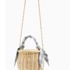 XYHMH Wicker Woven Ladies Bag with Silk Scarf Woven Mini Basket Bag Beach Party (Color : Pink) view 4
