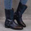 Bcshiye Women's Mid Calf Riding Winter Boots Fashion Winter Snow Low Heel Combat Boots Slip On Retro Chelsea Boots view 2