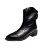 Bcshiye Women's Ankle Boots Shoes Pointed Toe Slip-on Low Chuncky Heeled Western Chelsea Booties Winter Short Booties view 2