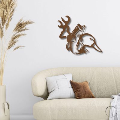 Wildlife Calling Fishing Deer Duck Hunting Metal Art Wall Sign Copper / 12"