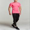 ATHLIO Men's Cool Dry Short Sleeve Compression Shirts, Sports Baselayer T-Shirts Tops, Athletic Workout Shirt, 3pack Black/Cloud Grey/Neon Pink, X-Large view 3