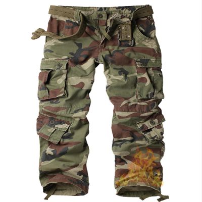 AKARMY Men's Fleece Lined Hiking Pants Outdoor Cargo Pants Casual Work Ski Pants with 8 Pockets 3358 C29 Camo 38