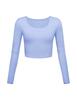 Long Sleeve Crop Tops for Women Workout Basic Clothes for Teen Ladies Fitted Slim Scoop Neck Cute Yoga Shirts (Light Blue, Small) view 1
