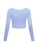 Long Sleeve Crop Tops for Women Workout Basic Clothes for Teen Ladies Fitted Slim Scoop Neck Cute Yoga Shirts (Light Blue, Small) view 2
