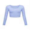 Long Sleeve Crop Tops for Women Workout Basic Clothes for Teen Ladies Fitted Slim Scoop Neck Cute Yoga Shirts (Light Blue, Medium) view 1