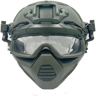 Airsoft Tactical Fast Helmet Military Half Mask with 3D Split Safety Goggles, Used for Airsoft Paintball Hunting Role-Playing CS Games, Green