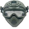 Airsoft Tactical Fast Helmet Military Half Mask with 3D Split Safety Goggles, Used for Airsoft Paintball Hunting Role-Playing CS Games, Green view 1