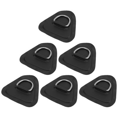 X AUTOHAUX 6pcs D Ring Patch PVC Stainless Steel Triangle Shape D Ring Pad for Inflatable Boat Kayak Canoe Deck Black
