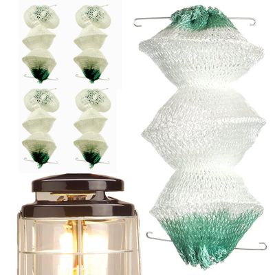 HGHN 4 Pack Lantern Mantles for Coleman Gas Lamp - Compatible with 2000, 2500, 2555, 2600 Series | 3-Layer Accordion Shape with 2 Metal Clips | Long Lasting, Easy Installation