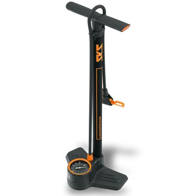 SKS GERMANY Airkompressor 10.0 Floor Pump (Air Pump for All Valve Types, Sturdy Steel Tube, Large Pressure Gauge, Extended Hose, Max. Pressure: 10 Bar / 144 PSI)