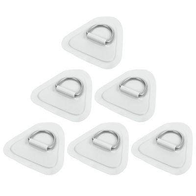 X AUTOHAUX 6pcs D Ring Patch PVC Stainless Steel Triangle Shape D Ring Pad for Inflatable Boat Kayak Canoe Deck Gray