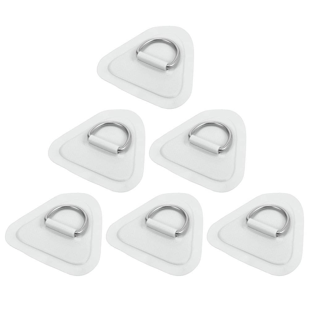 X AUTOHAUX 6pcs D Ring Patch PVC Stainless Steel Triangle Shape D Ring Pad for Inflatable Boat Kayak Canoe Deck Gray