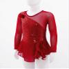 easyforever Kids Girls Metallic Snowflake Ice Figure Skating Tutu Dress Long Sleeve Gymnastic Leotard Performing Costume Red 4 8 Years view 4