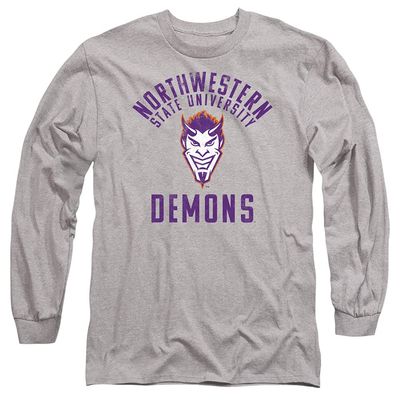 Northwestern State University Official Demons Logo Unisex Adult Long-Sleeve T Shirt,Athletic Heather, 3X-Large