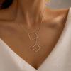 Aimee La Simple Design Hollow Square Pendant Necklace for Women Geometric Metal Clavicle Chain Female Summer Jewelry Accessories-20008-gold view 2